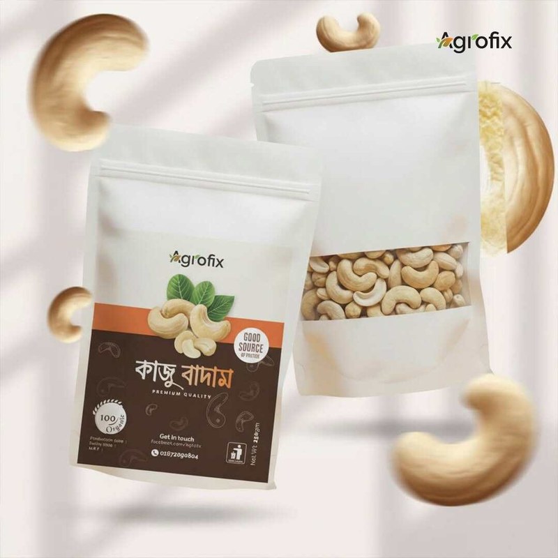 Agrofix Kaju Badam 250g / Cashews Premium Natural Nuts, Protein, Healthy Fats Rich Snack for Breakfast, Travel & Daily Snacks (Jumbo Size), kaju, Akhroad, kath, roasted kaju badam