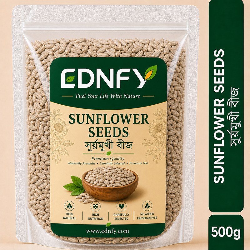 EDNFY Sunflower Seeds, Premium Natural Surjomukhi Beej, Vitamin E, Protein & Fiber Rich Healthy Snack, No Preservatives