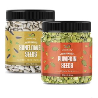 Pumpkin & Sunflower Seeds | Pack of 2 × 250g (500g) | High Protein & Fibre | Unsalted, Healthy Ready-to-Eat Super Seeds | Fresh Jar Pack