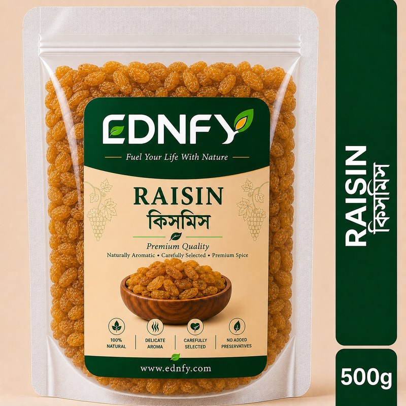 EDNFY Premium Raisins (Kishmish) | Natural Golden Raisins | Sweet & Soft Dried Grapes | Fiber, Antioxidants & Essential Nutrients | Healthy Snack for Breakfast, Baking & Daily Nutr