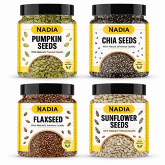 Raw Super Seeds Combo Pack 4 × 250 GM (Total 1000 GM) | Pumpkin Seeds, Chia Seeds, Brown Flax Seeds, Sunflower Seeds (4 × 250 gm)