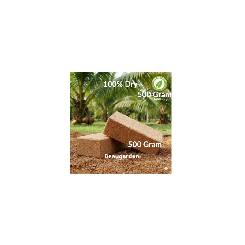 Cocopeat Block, 100% Dry and Organic 500gram.. Cocodust for Plant Germination and Plant Food, Absorption Water and Other Nutrition.