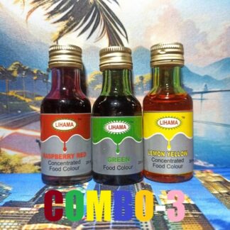 3 Pcs Lihama Combo Organic Food Color Set Of Red + Green + Yellow = 28 ml x 3 Pcs