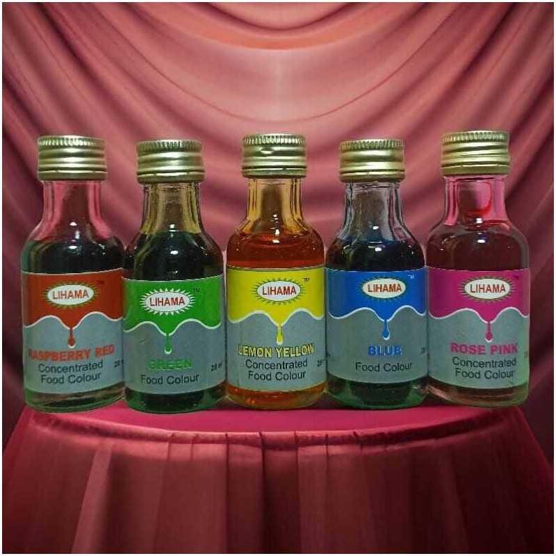 Lihama ( 5 Pcs ) Organic Food Color Combo Sets of Red + Green + Yellow + Blue + Pink - 28 ml x 5 pieces