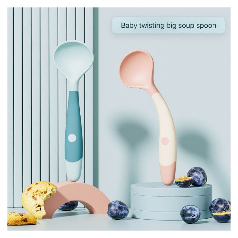 Baby Twist Large Soup Spoon Bendable Baby Training Eating Spoon Children's Tableware Food Supplements Baby Spoon