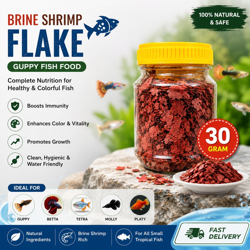 Brine Shrimp Flake Guppy Fish Food – 30gm (OSI BRAND)