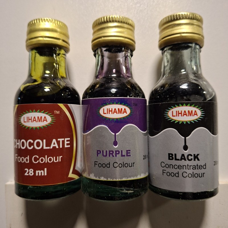 Lihama Soft Gel Organic Combo Food Color Sets - Chocolate + Black + Purple - 28 ml x 3 Pcs