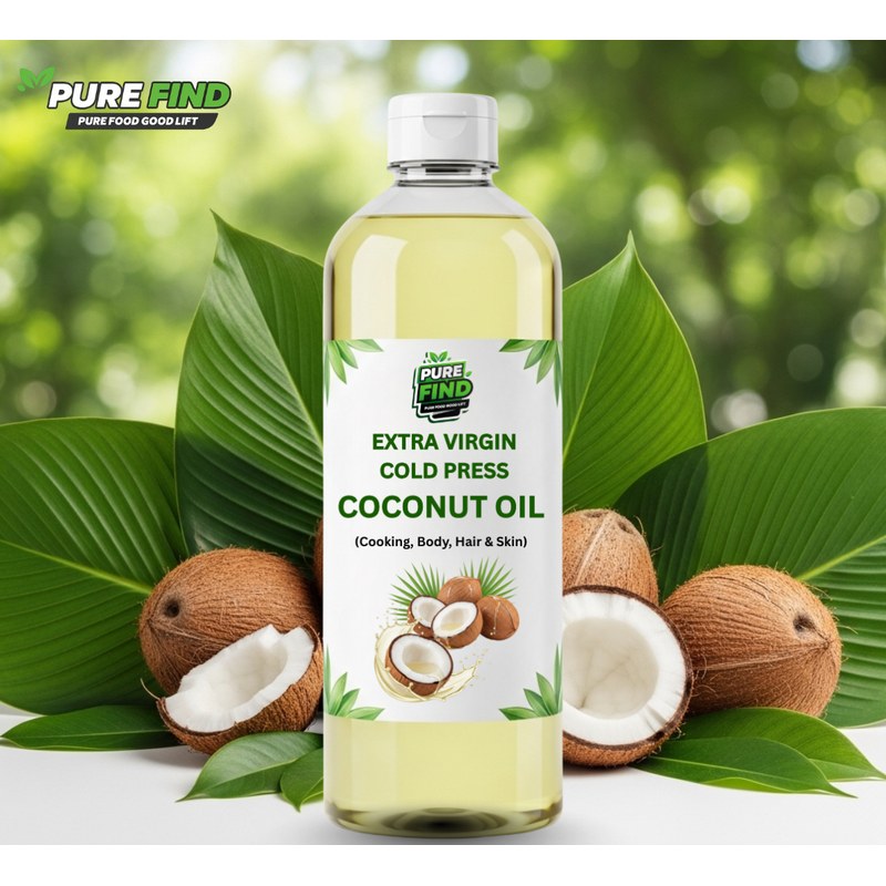 Extra Virgin Cold Pressed Coconut Oil – 100% Pure & Natural – Hair, Skin & Cooking -500ml