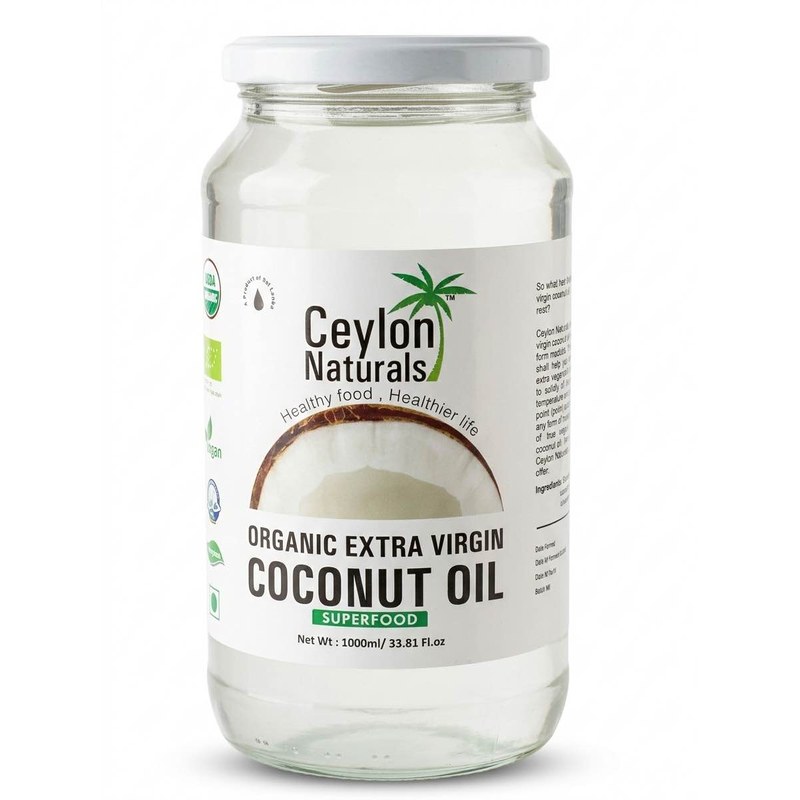 Ceylon Naturals Organic Extra Virgin Coconut Oil 1000ml (1 Litre) β Cold Pressed, 100% Pure, Edible & Hair Care, Unrefined