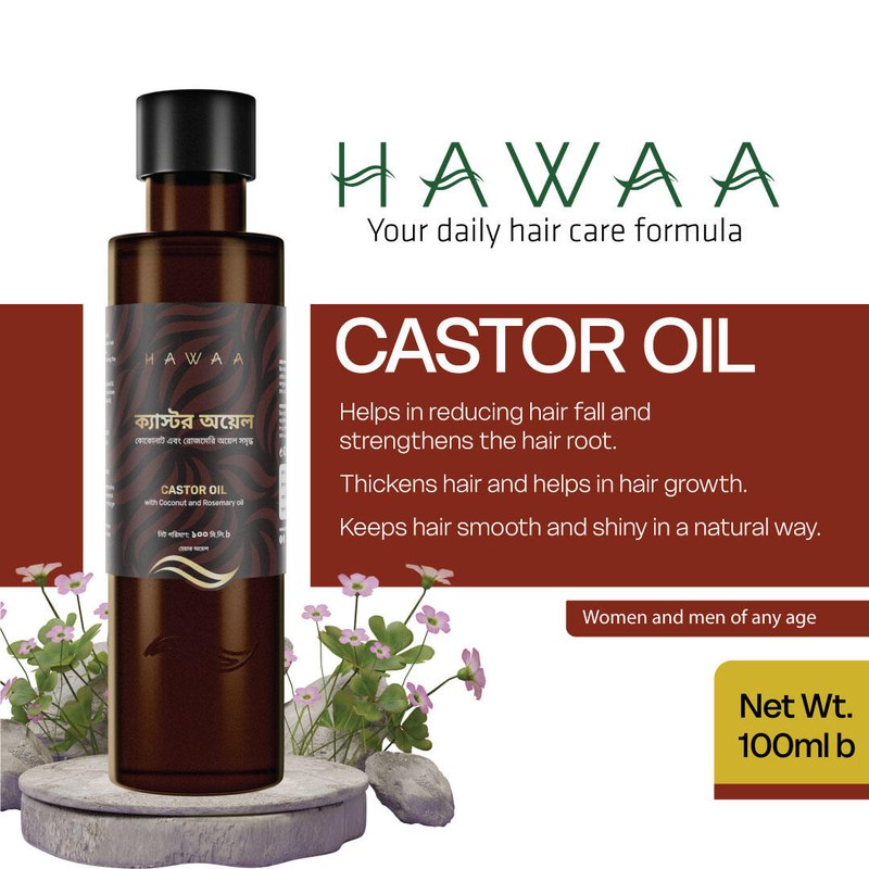 HAWAA Castor Oil with Coconut and Rosemary Oil-100ml